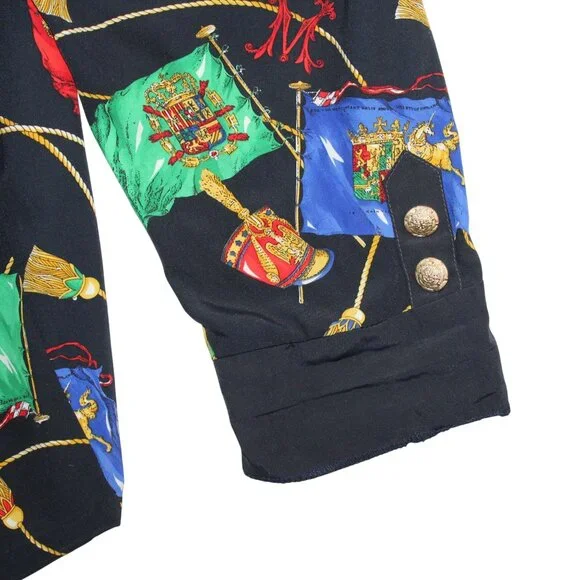 Schneberger Blouse Plus Sz Womens US 24 Royal Crest Pattern Button Front - Picture 11 of 16